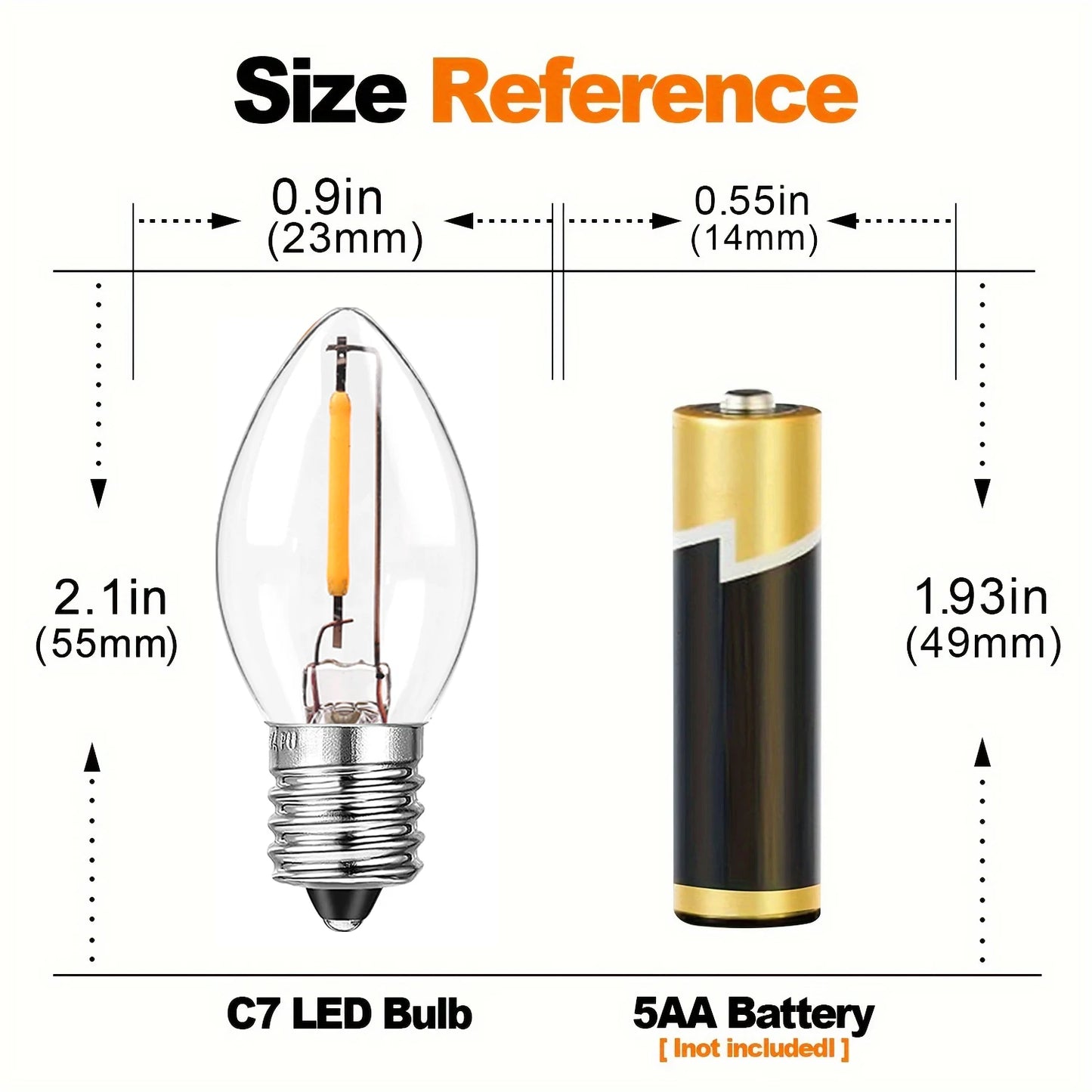 6Pack C7 Candelabra LED Light Bulbs 0.5W E12 E14 Chandelier Base 7W Incandescent Equivalent Vintage Candle Edison Night Bulb