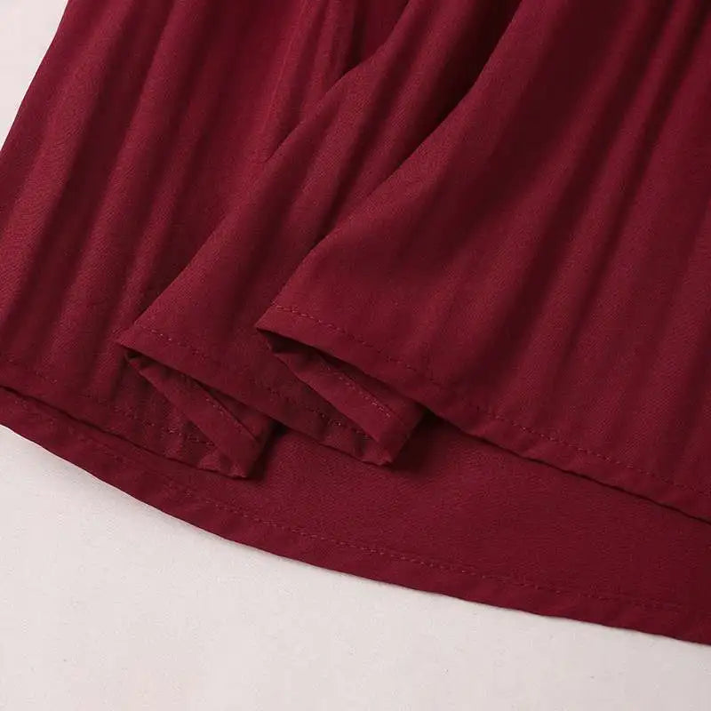 Muslim Islamic Pleated Long Blouses Women Autumn Long Sleeve O Neck Casual Blusas Mujer Fashion Solid Color Tunic Tops