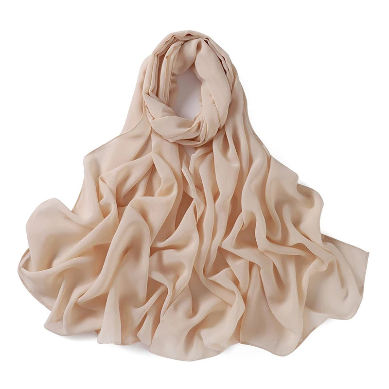 Women Muslim Chiffon Hijab Shawls Scarf Modal Cotton Jersey Hijabs Plain Soft For Woman Muslim Voile Head Wraps 70*180cm Islamic
