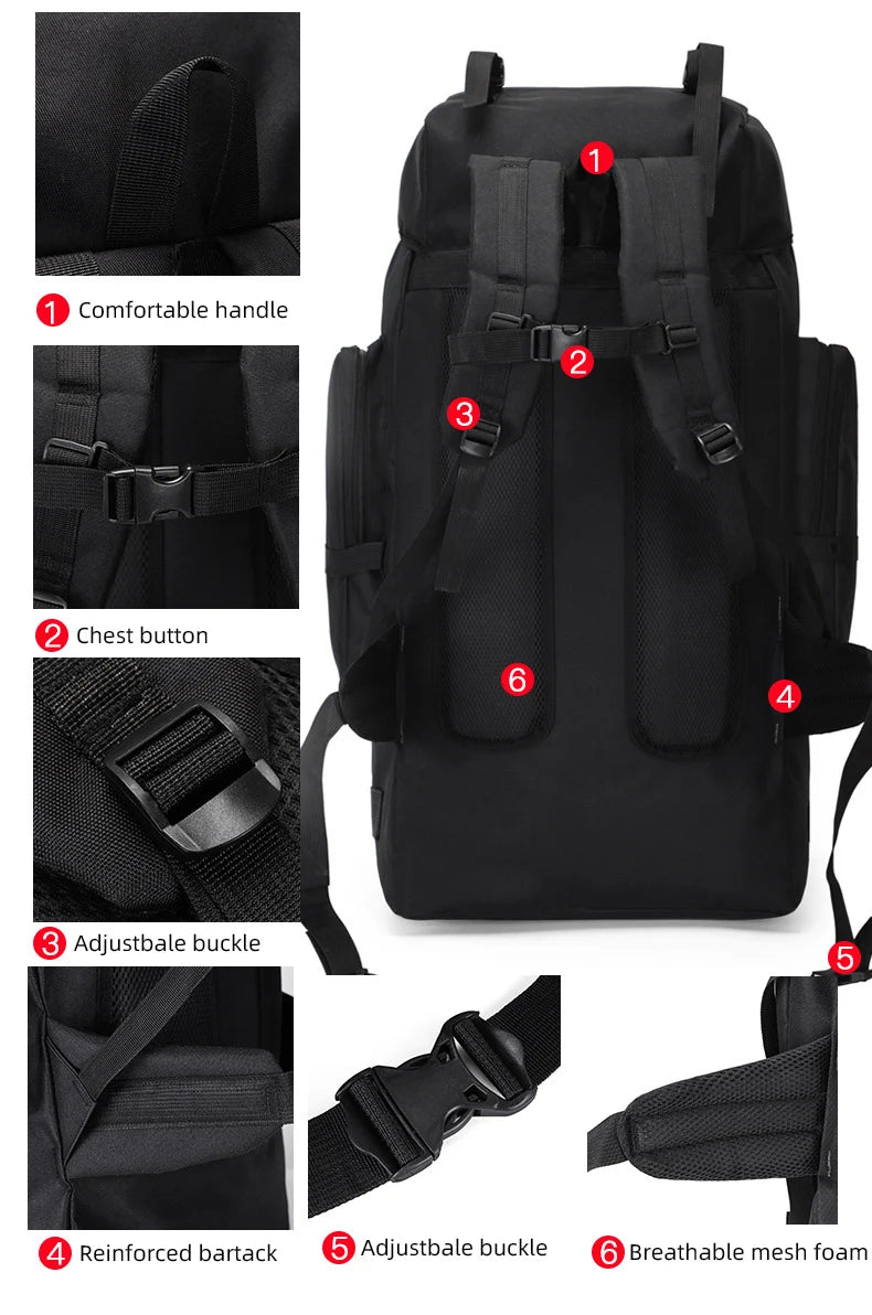 130L Hiking Camping Backpack Travel Large Luggage Bag Men Trekking Outdoor Sports Pack Molle Trekking Rucksack For Men Big Bag