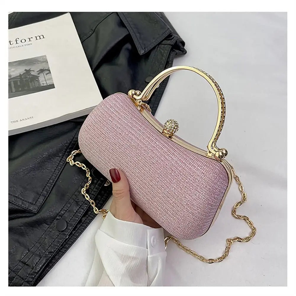 Wedding Bridal Beaded Women Evening Bag Dinner Bag Chain Shoulder Handbags Elegant Rhinestones Clutch Egg Shape Evening Bag