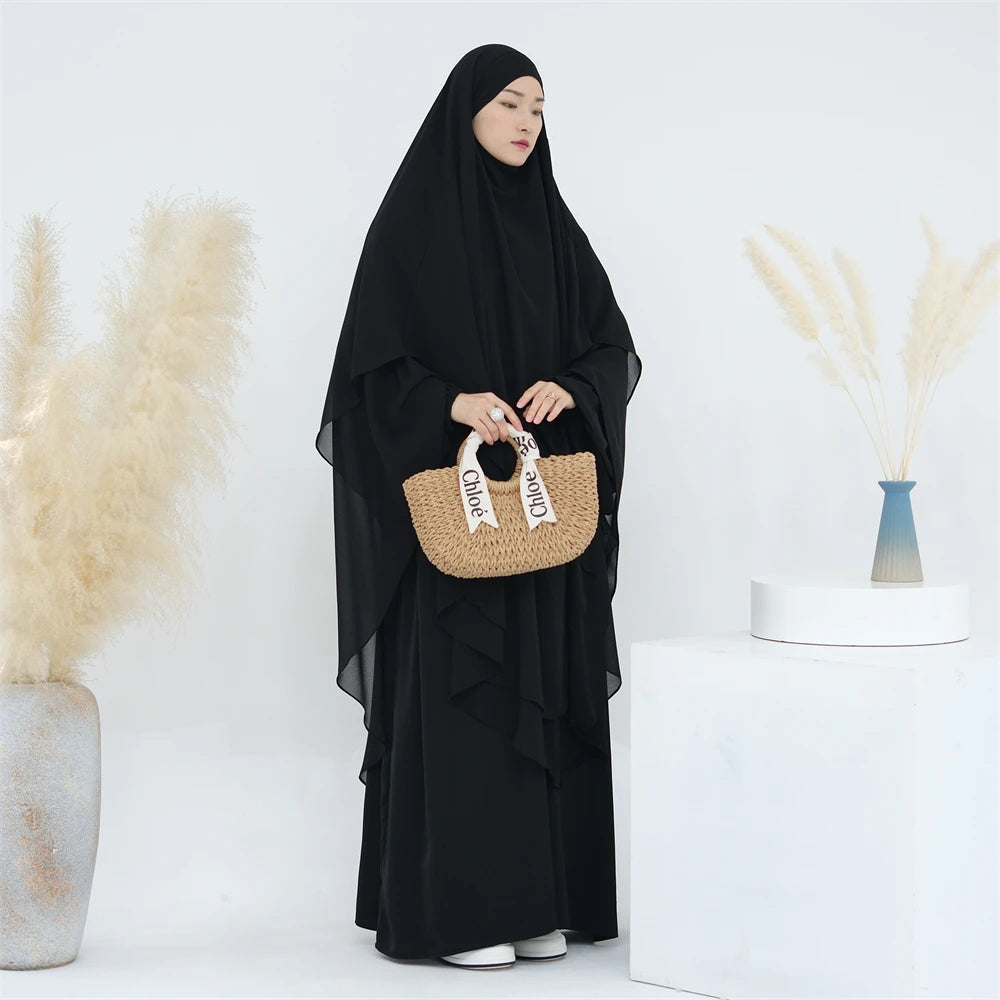 Ramadan Eid Dubai Chiffon Niqab Maxi Khimar Abaya Damen Islam Muslim Hijab Dress Abayas For Women Kebaya Hijabs Femme Musulmane