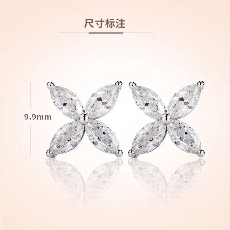 Real Mojssanite 1 Carat D Color Earrings Necklace 100% 925 Sterling Silver Plated 18K Gold Engagement Wedding Party Fine Jewelry