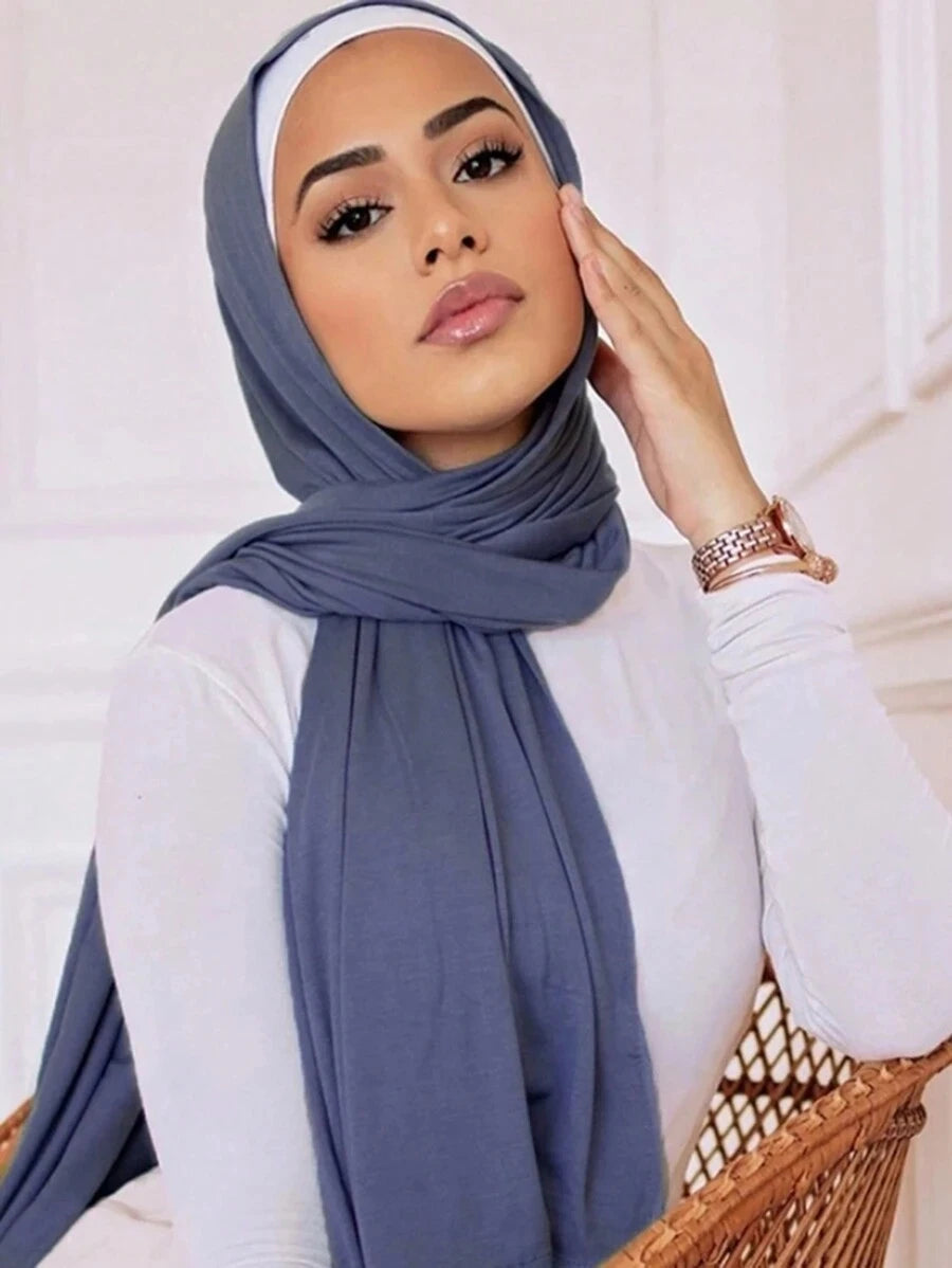 2024 New Muslim Women Jersey Hijab Scarf Solid Color Head Wrap Fashion Headscarf Turban Islam Veil Flexible Premium Modal
