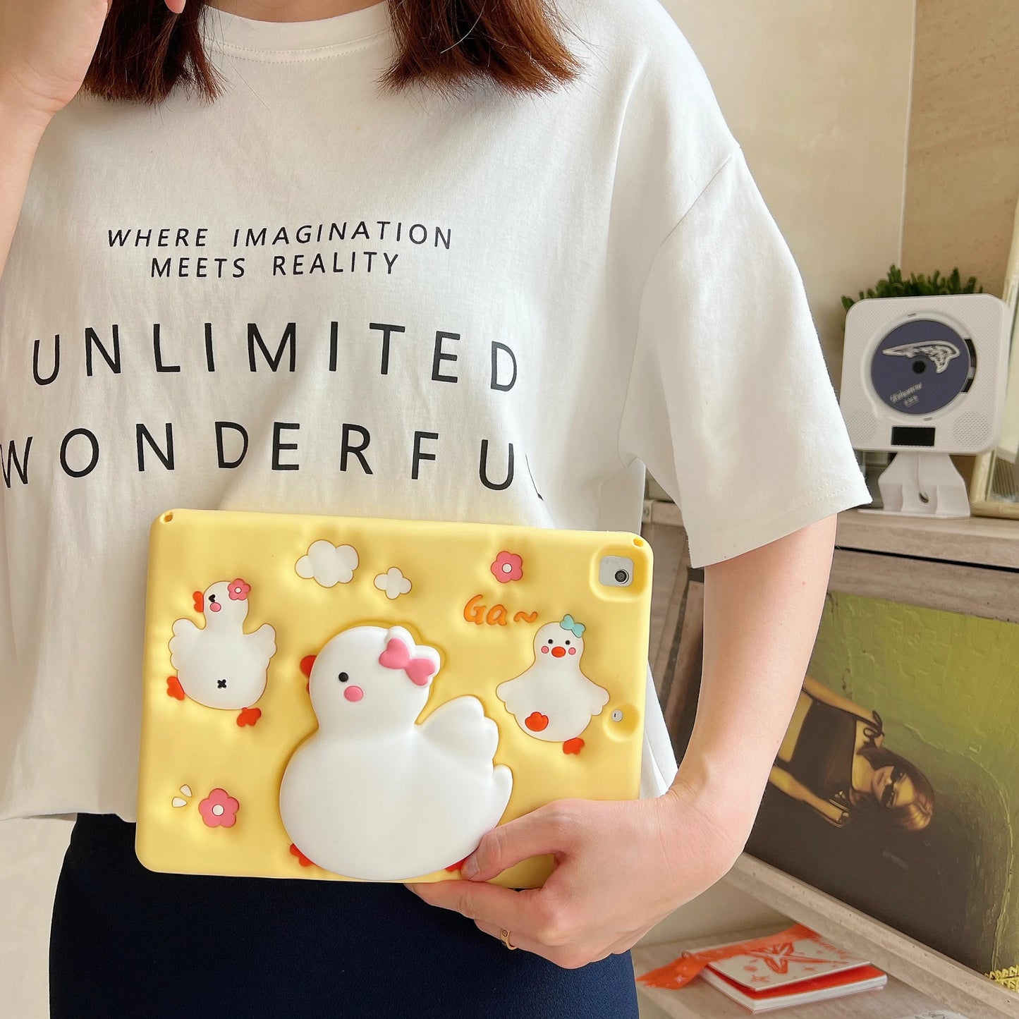 Cute Duck Tablet Case for Huawei MatePad SE 11 Air 11.5 S 2024 2023 2021 Soft Silicone Scalable Standing Cover Kids Funny Coque