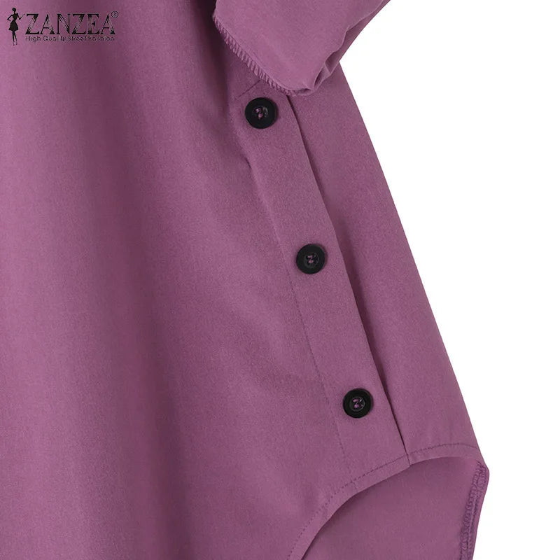 Fashion Abaya Muslim Blouse Woman Casual Holiday Baggy Shirt Long Sleeve O-Neck Tops Elegant Solid Islamic Clothing 2024