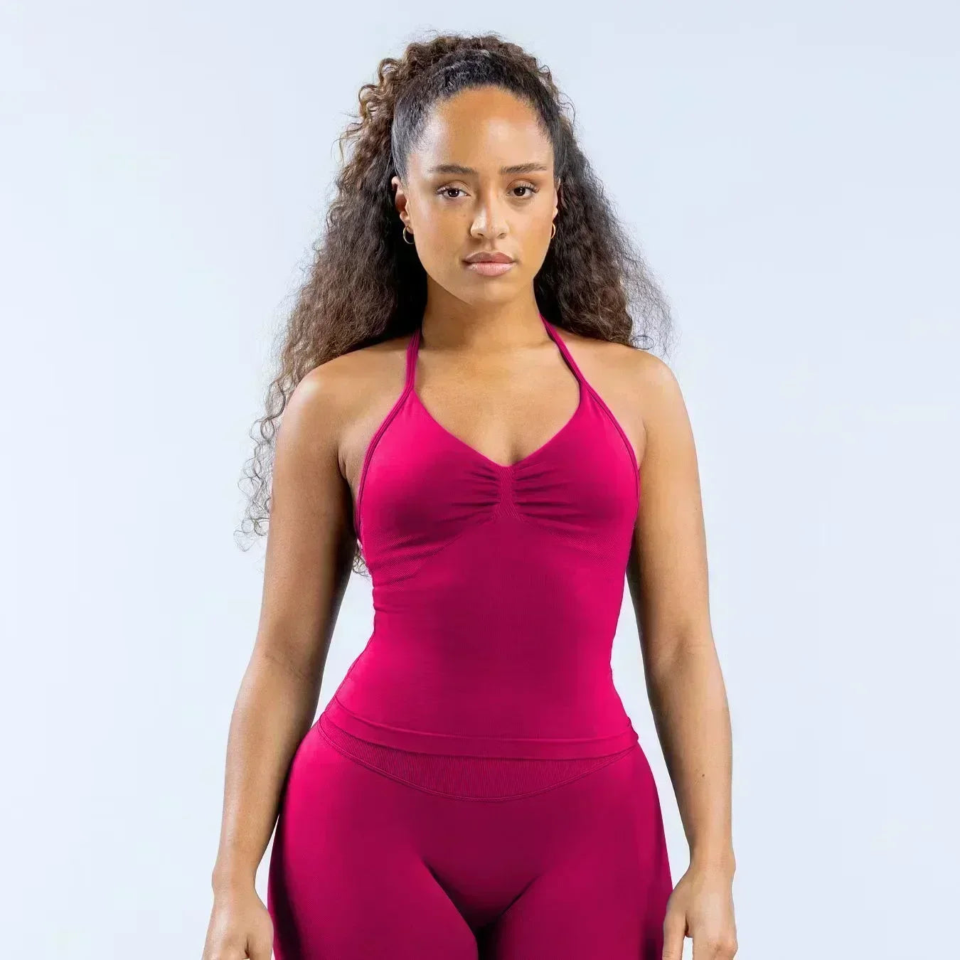 Four Seasons New Gym Fashion Yoga Gym Clothing Hip Pants Neck Bra Comfortable Dopamine Pilates Set