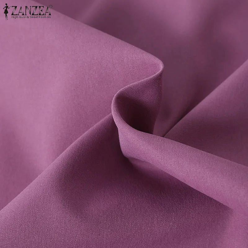 Fashion Abaya Muslim Blouse Woman Casual Holiday Baggy Shirt Long Sleeve O-Neck Tops Elegant Solid Islamic Clothing 2024