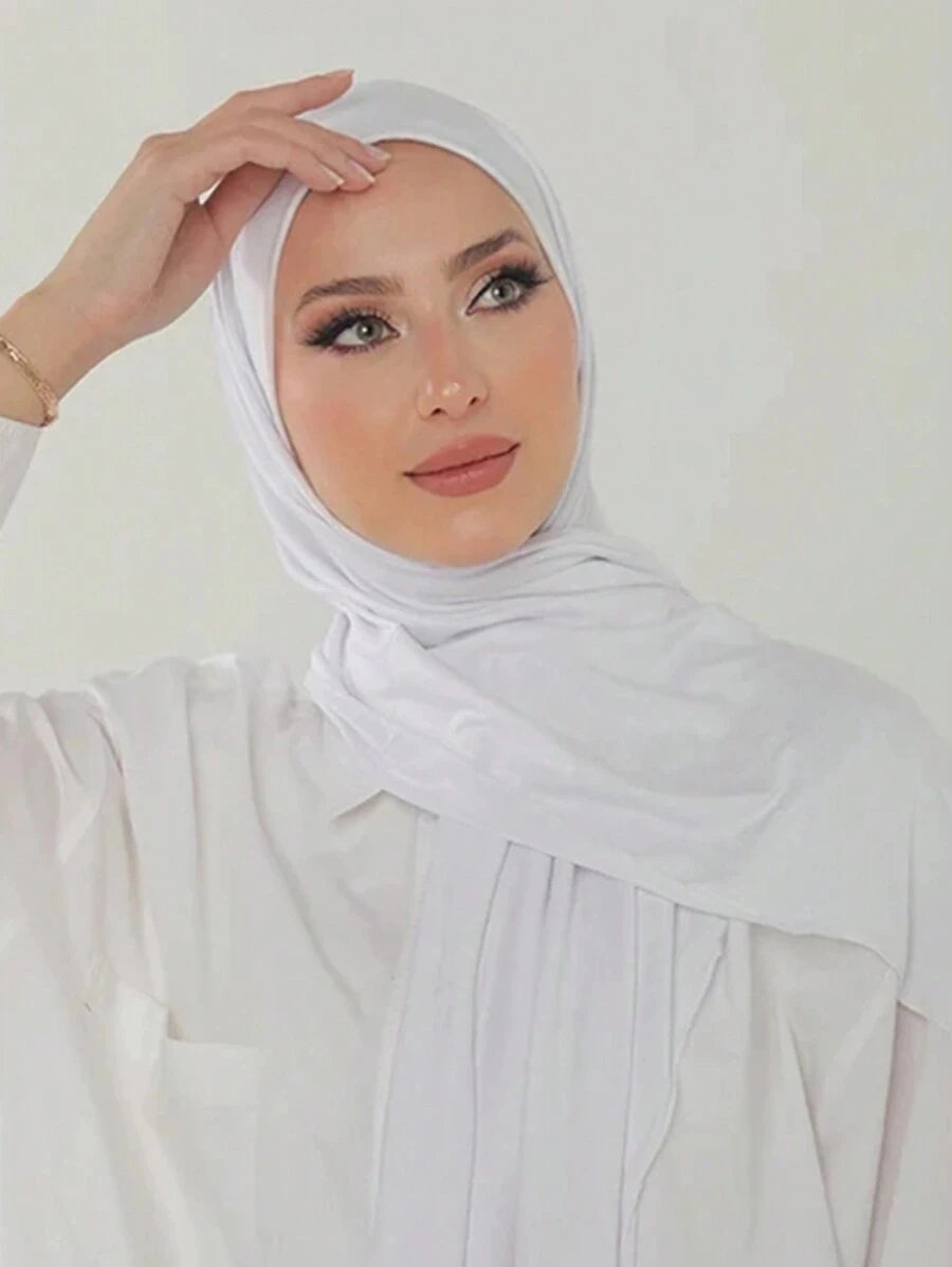 2024 New Muslim Women Jersey Hijab Scarf Solid Color Head Wrap Fashion Headscarf Turban Islam Veil Flexible Premium Modal