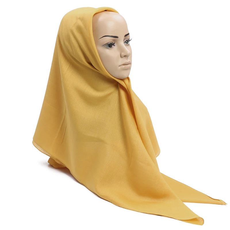 Newest Solid-Color Square Scarf Cotton Muslim Hijab Women Headband Bandana All Match Wraps Kerchief Scarves Shawl 110*110cm