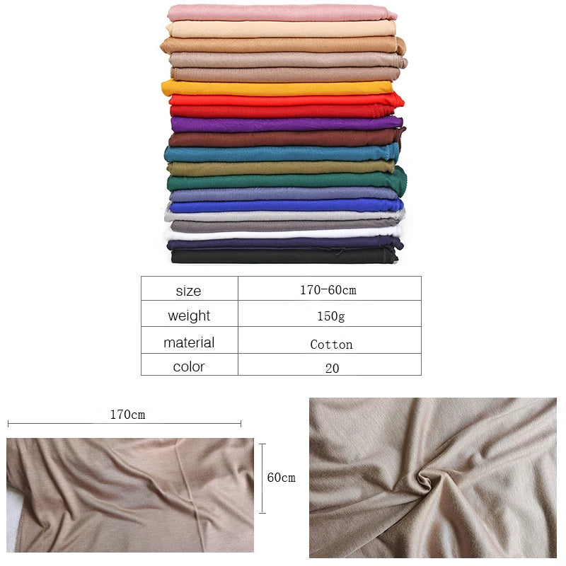Modal Cotton Jersey Hijab Scarf For Muslim Women Shawl Stretchy Easy Plain Hijabs Scarves Headscarf African Woman Turban Ramadan