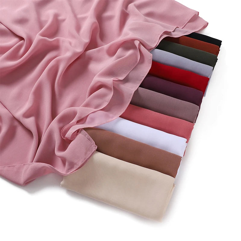 Women Muslim Chiffon Hijab Shawls Scarf Modal Cotton Jersey Hijabs Plain Soft For Woman Muslim Voile Head Wraps 70*180cm Islamic