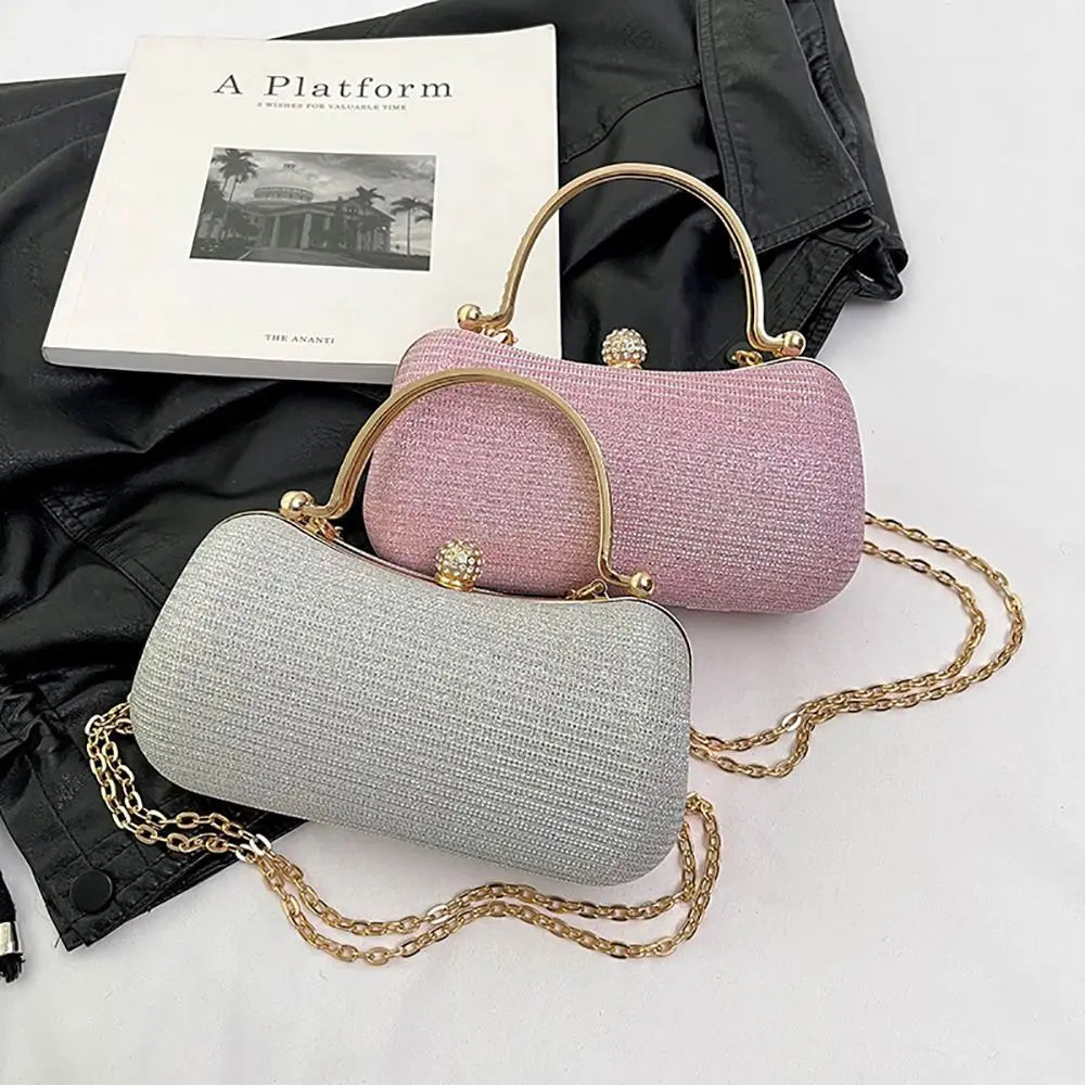 Wedding Bridal Beaded Women Evening Bag Dinner Bag Chain Shoulder Handbags Elegant Rhinestones Clutch Egg Shape Evening Bag
