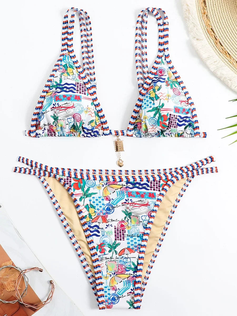 Floral Printed Bikinis 2025 Brazilian Bikini Women Swimwear Female Swimsuit Two-pieces Bikini Set Bathing Suit Swim Beach Wear