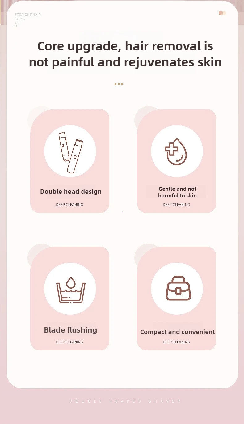 Electric Shaver for Women Waterproof Wet & Dry Hair Razors 2 in 1 Double Head Dual Bikini Hair Trimmer Detachable Head Shaver