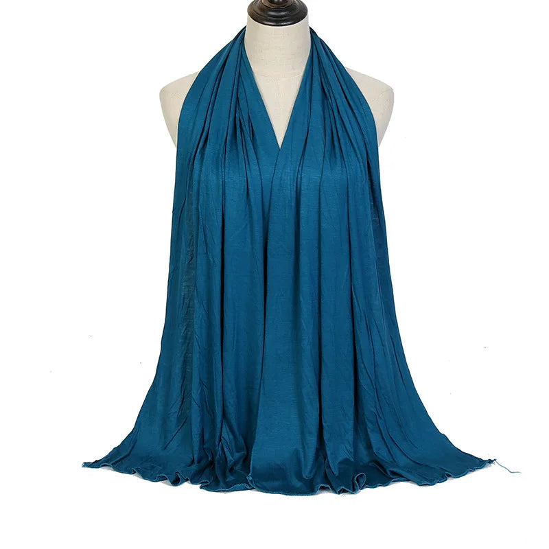 2024 New Muslim Women Jersey Hijab Scarf Solid Color Head Wrap Fashion Headscarf Turban Islam Veil Flexible Premium Modal