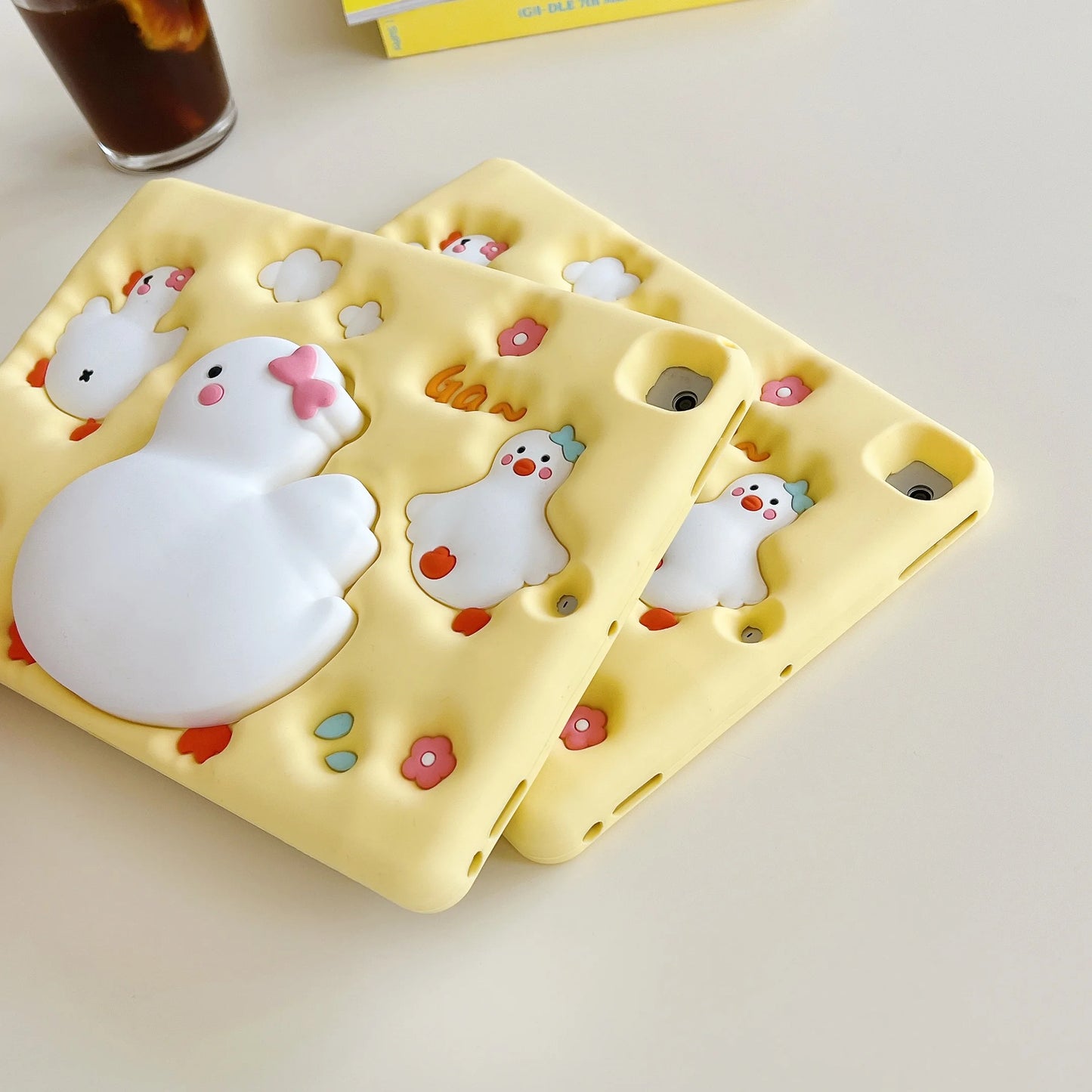 Cute Duck Tablet Case for Huawei MatePad SE 11 Air 11.5 S 2024 2023 2021 Soft Silicone Scalable Standing Cover Kids Funny Coque