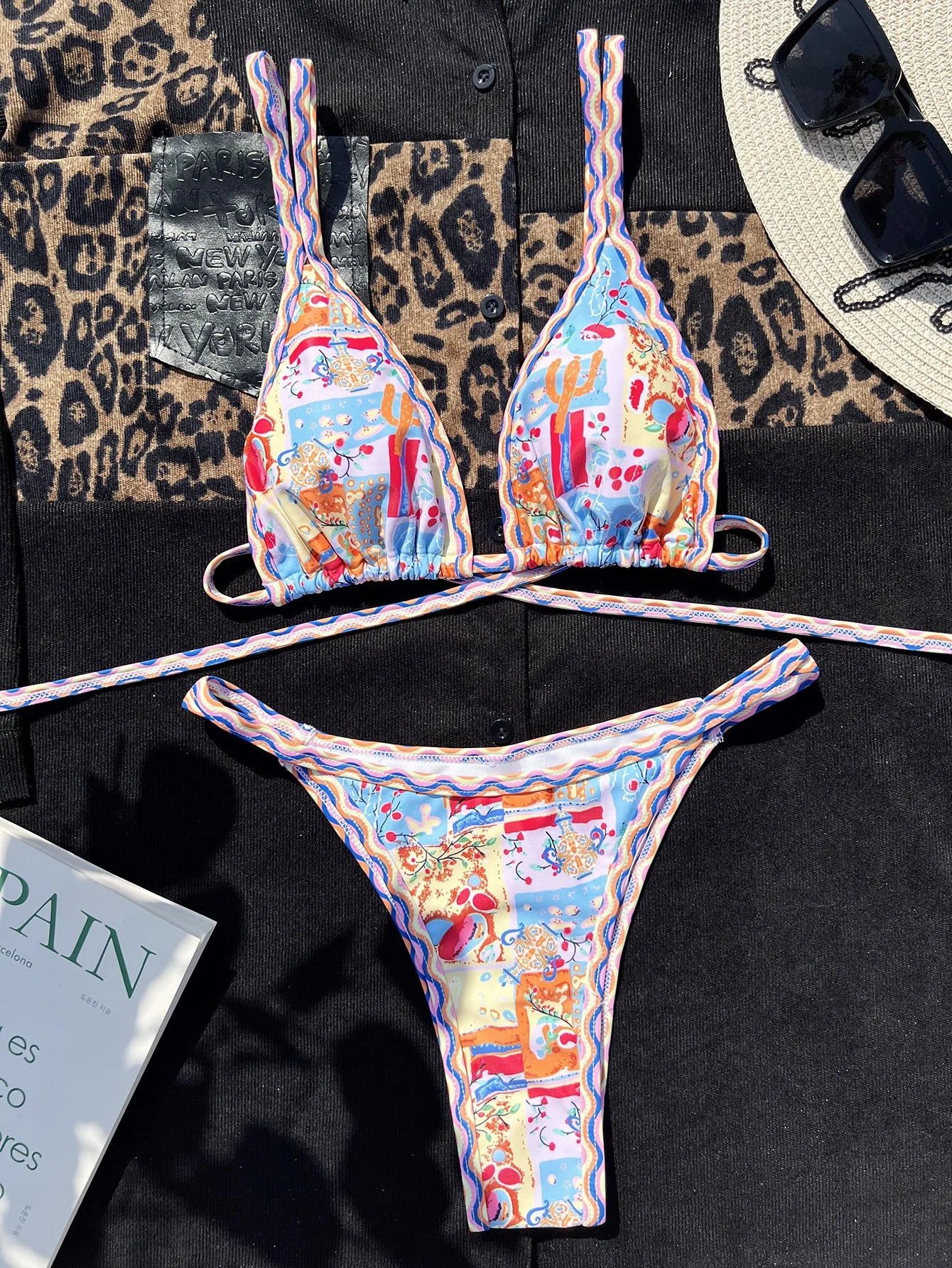 Bikinis 2025 Woman Sexy Printed Strappy Bikini Female Swimsuit Women Swimwear Two-piece Bikini Set Brazilian Bather Bathing Suit