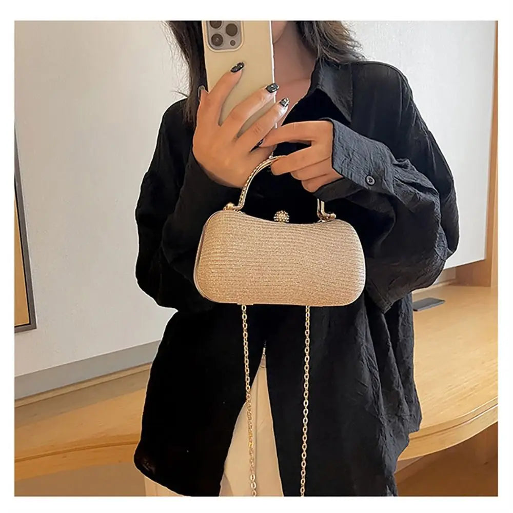 Wedding Bridal Beaded Women Evening Bag Dinner Bag Chain Shoulder Handbags Elegant Rhinestones Clutch Egg Shape Evening Bag
