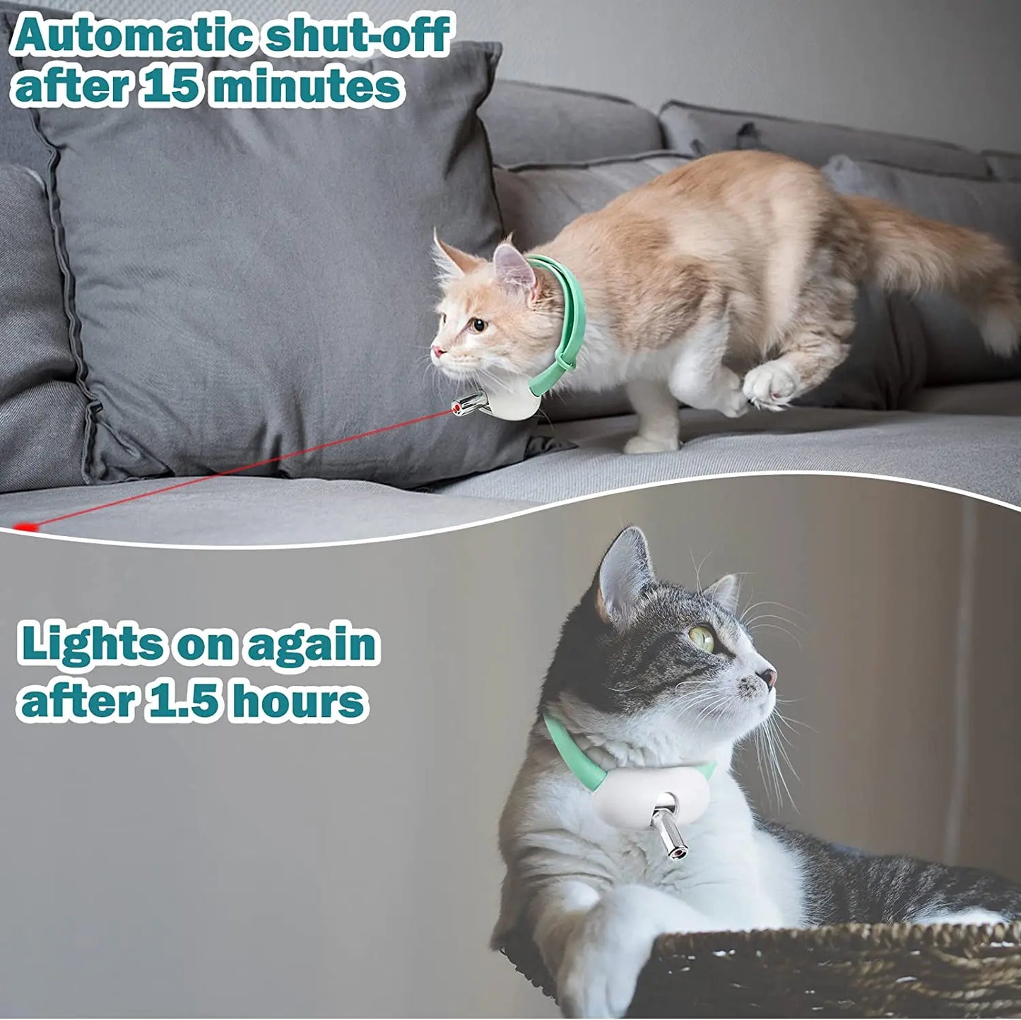 LMZOE-Smart Laser for Cats, Electric Collar, Adjustable Cat Toys, Interactive Exercise Training, USB Rechargeable