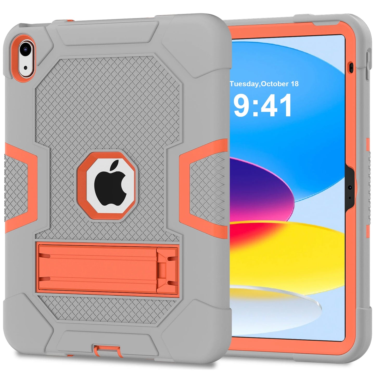 Pc Silicone Case For iPad 10.9 2022 10th 10.2 7-8-9th 9.7 2017 2018 5-6th Rugged Stand Cover For Mini 4 5 Shockproof Anti-Slip