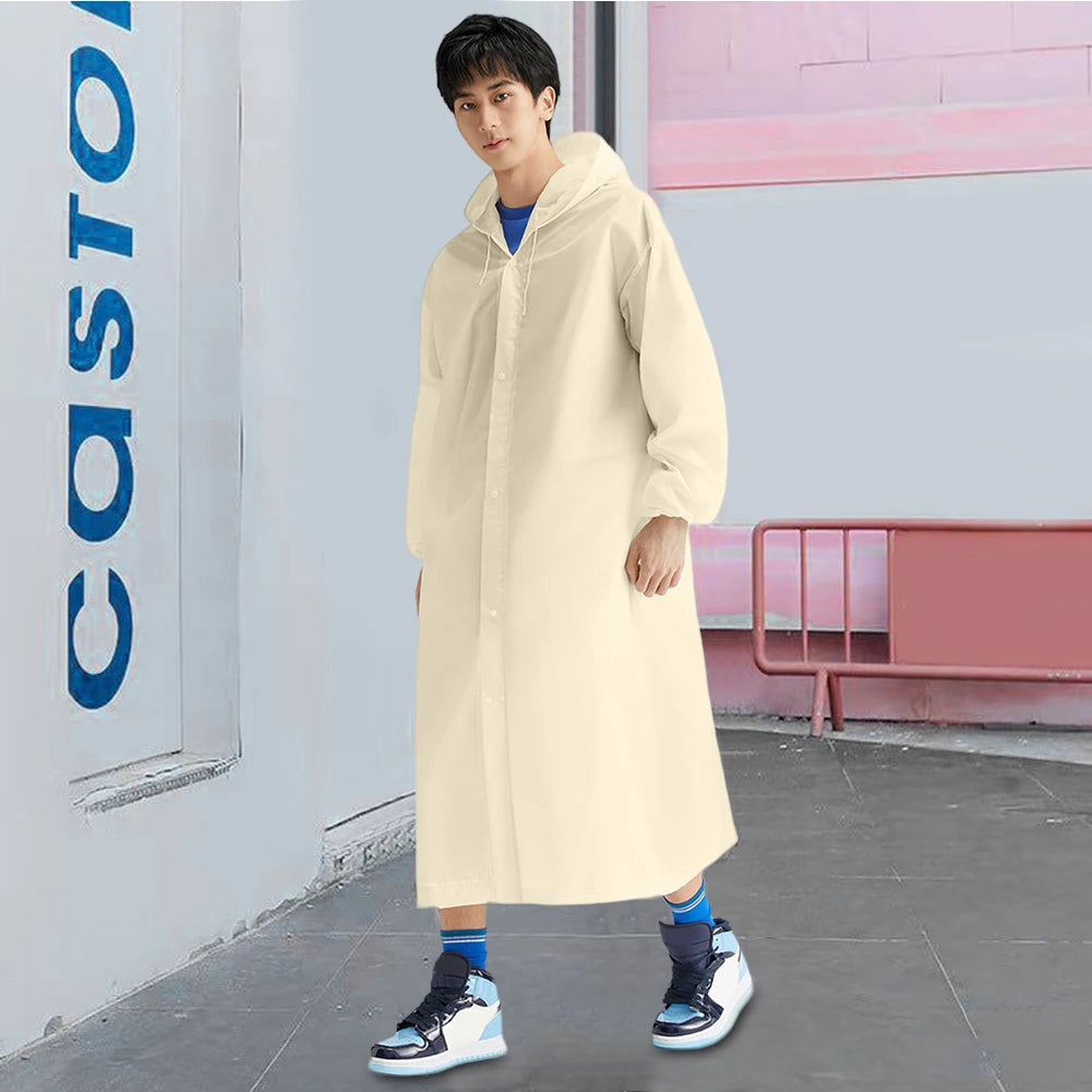 Waterproof Rain Coat Windproof Hooded Rain Poncho Drawstring Long Hooded Rain Coats for Outdoor Travel Emergency