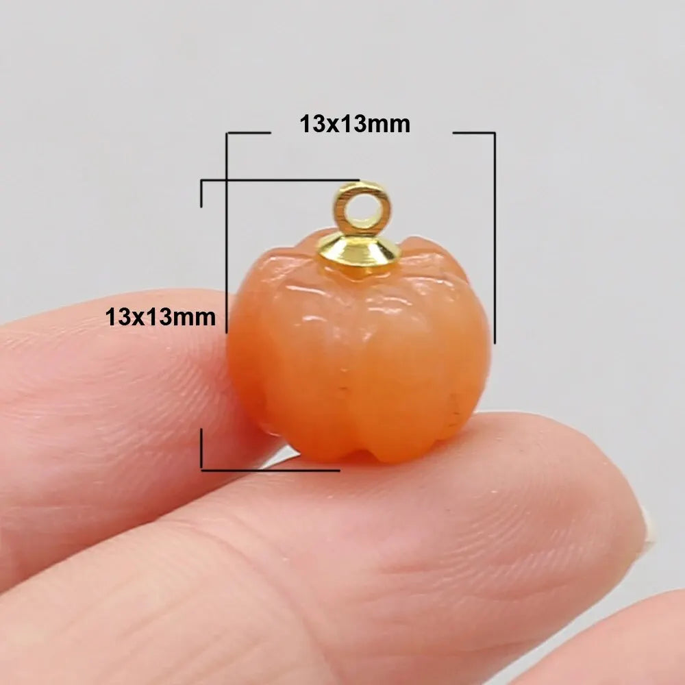 5pcs/Lot 13x13mm Natural Stone Red Agate Rose Quartz Pendant Charms Mini Pumpkin Charms for Jewelry Making DIY Necklace Earrings