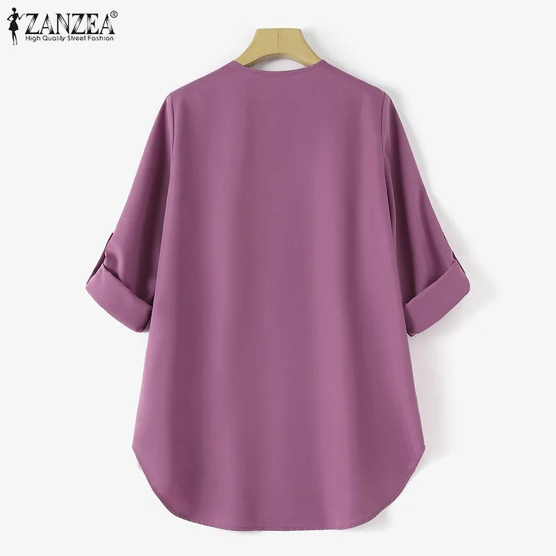 Fashion Abaya Muslim Blouse Woman Casual Holiday Baggy Shirt Long Sleeve O-Neck Tops Elegant Solid Islamic Clothing 2024