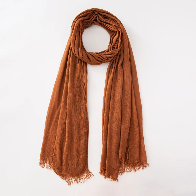 61 Colors Soft Cotton Viscose Scarf Rayon Material Muslim Hijab Mid Eastern Plain Solid Color Headscarf With Tassel