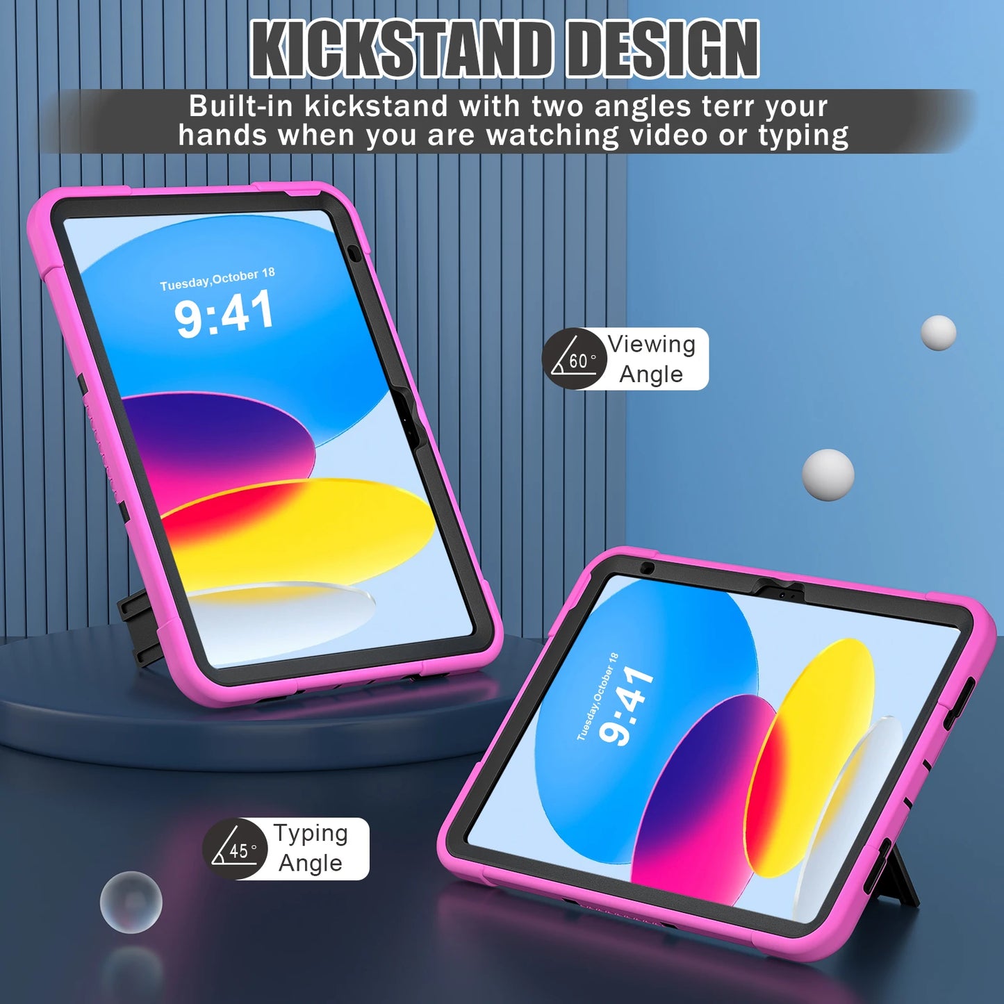 Pc Silicone Case For iPad 10.9 2022 10th 10.2 7-8-9th 9.7 2017 2018 5-6th Rugged Stand Cover For Mini 4 5 Shockproof Anti-Slip