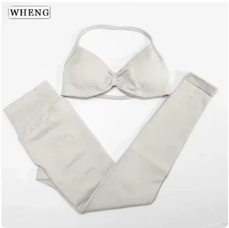 Four Seasons New Gym Fashion Yoga Gym Clothing Hip Pants Neck Bra Comfortable Dopamine Pilates Set