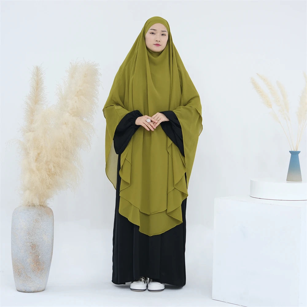 Ramadan Eid Dubai Chiffon Niqab Maxi Khimar Abaya Damen Islam Muslim Hijab Dress Abayas For Women Kebaya Hijabs Femme Musulmane
