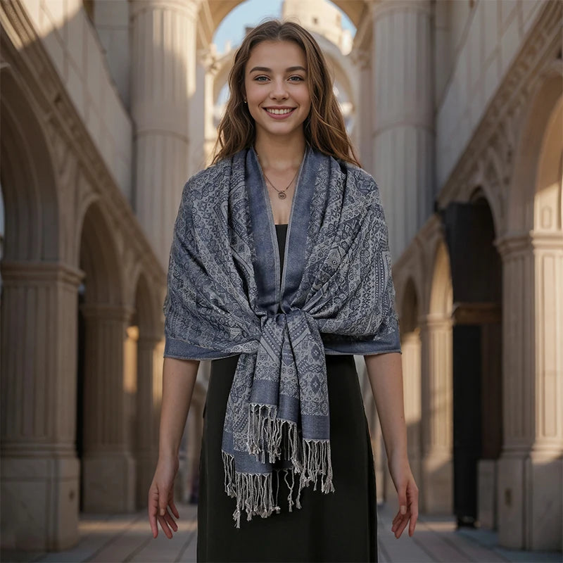 New Winter Scarf Women Keep Warm Cashmere Scarves Casual Designer Pashmina Neckerchief Tassel Shawl Hijab Wrap
