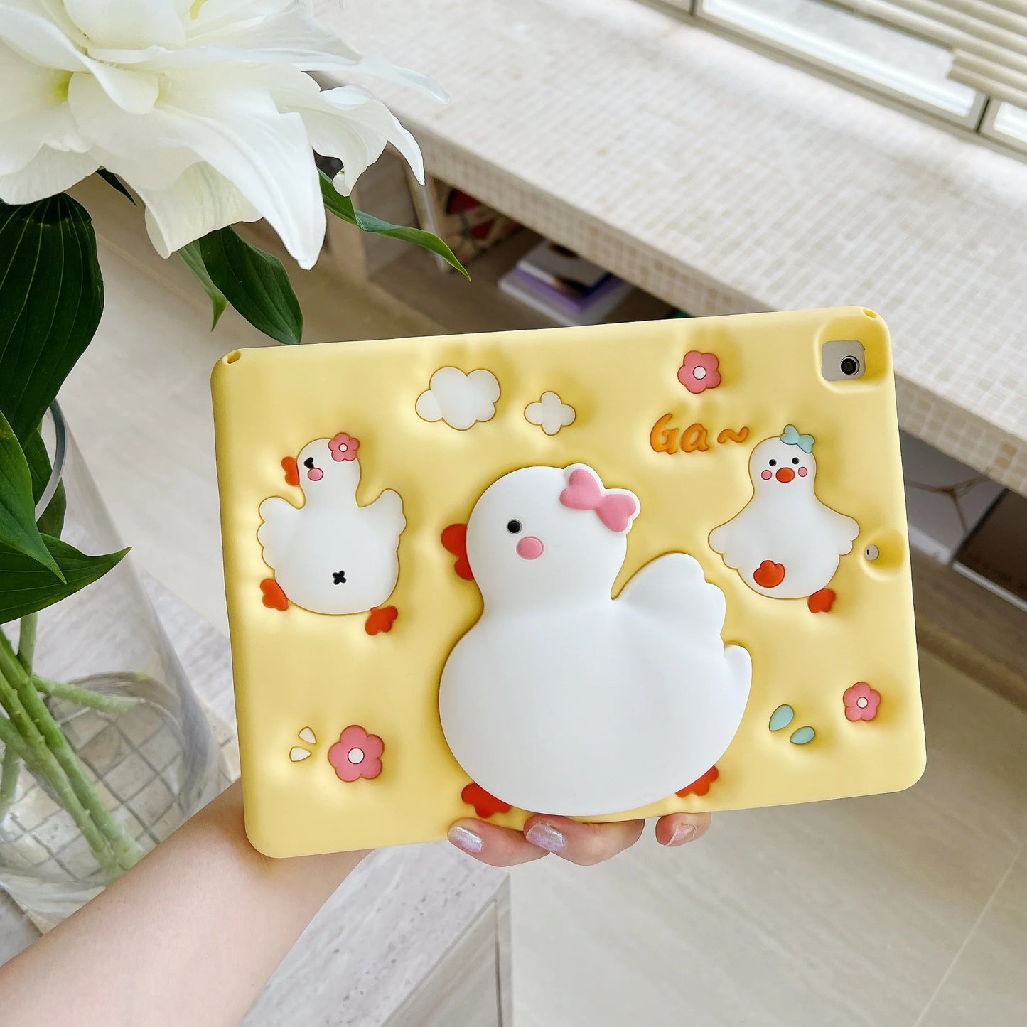 Cute Duck Tablet Case for Huawei MatePad SE 11 Air 11.5 S 2024 2023 2021 Soft Silicone Scalable Standing Cover Kids Funny Coque