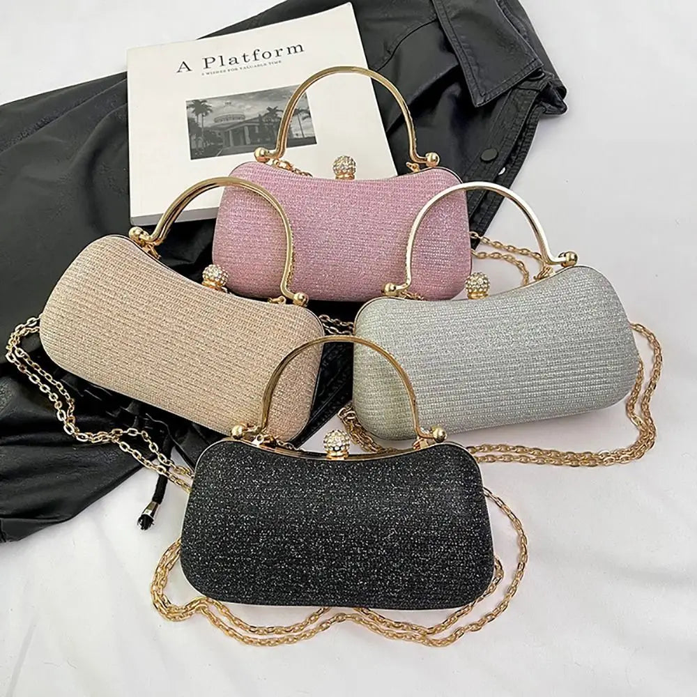 Wedding Bridal Beaded Women Evening Bag Dinner Bag Chain Shoulder Handbags Elegant Rhinestones Clutch Egg Shape Evening Bag