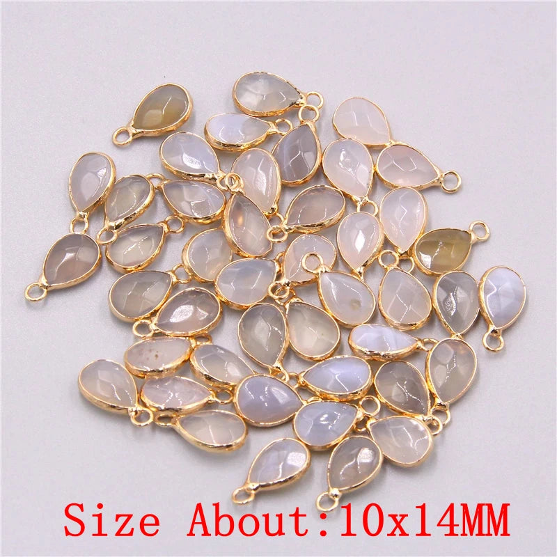 2pcs Natural Rose Clear Pink Quartz Labradorite Amethysts Stone Charm Pendant for Necklaces Earrings Jewelry Making Accessories