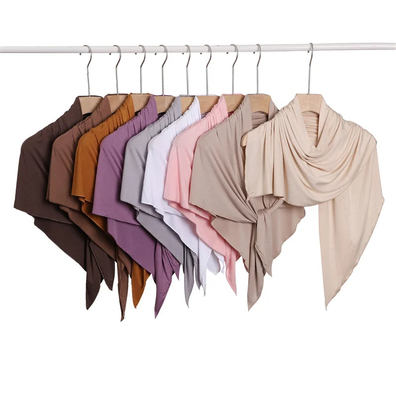 Women High Quality Muslim Cotton Modal Hijab Shawls Plain Triangle Wrap Beach Summer Islamic Ramadan Snood Scarves 140*70*95Cm
