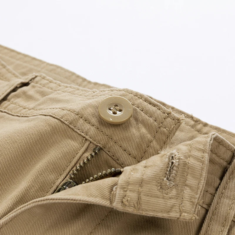 Summer sports shorts men's multi pocket oversized loose casual pants pure cotton wear-resistant knee length workwear shorts