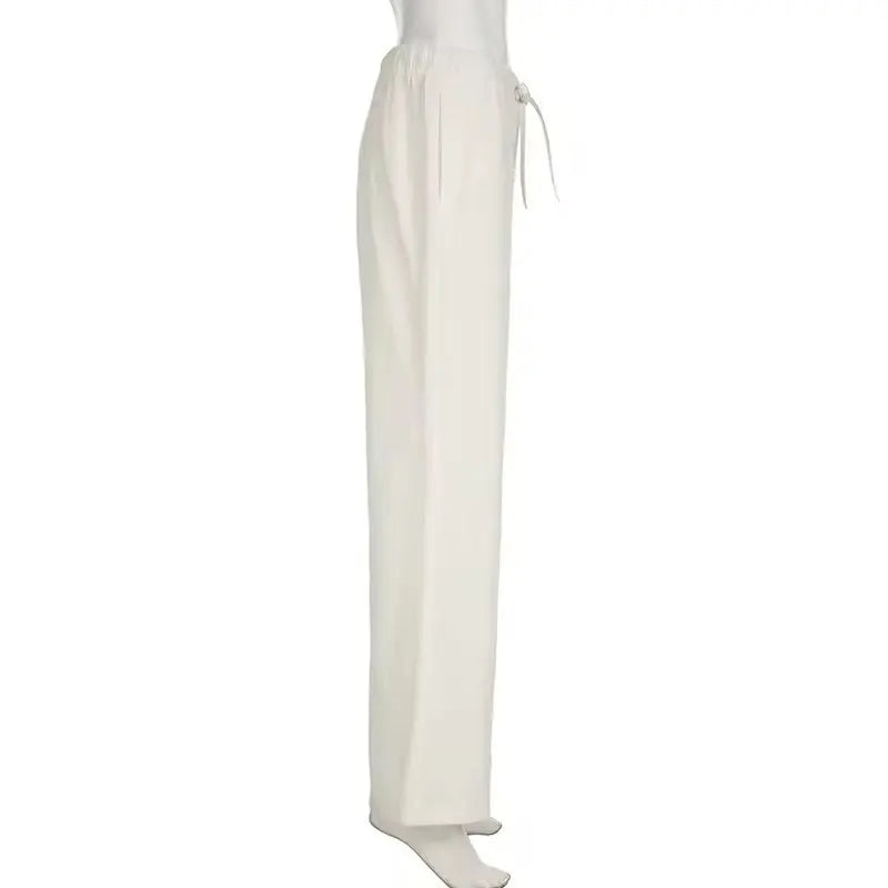 Women's simple soild-color drawstring casual pants,They are loose, trendy, straight-tube style, lazy and comfortable.