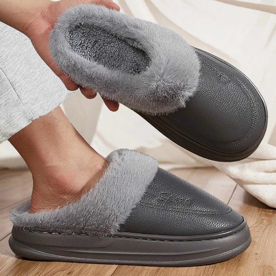 Men's Winter Slippers Massage Memory Foam Home Slippers Soft Warm Indoor Slippers Male Non-Slip Comfort Large Size 50-51