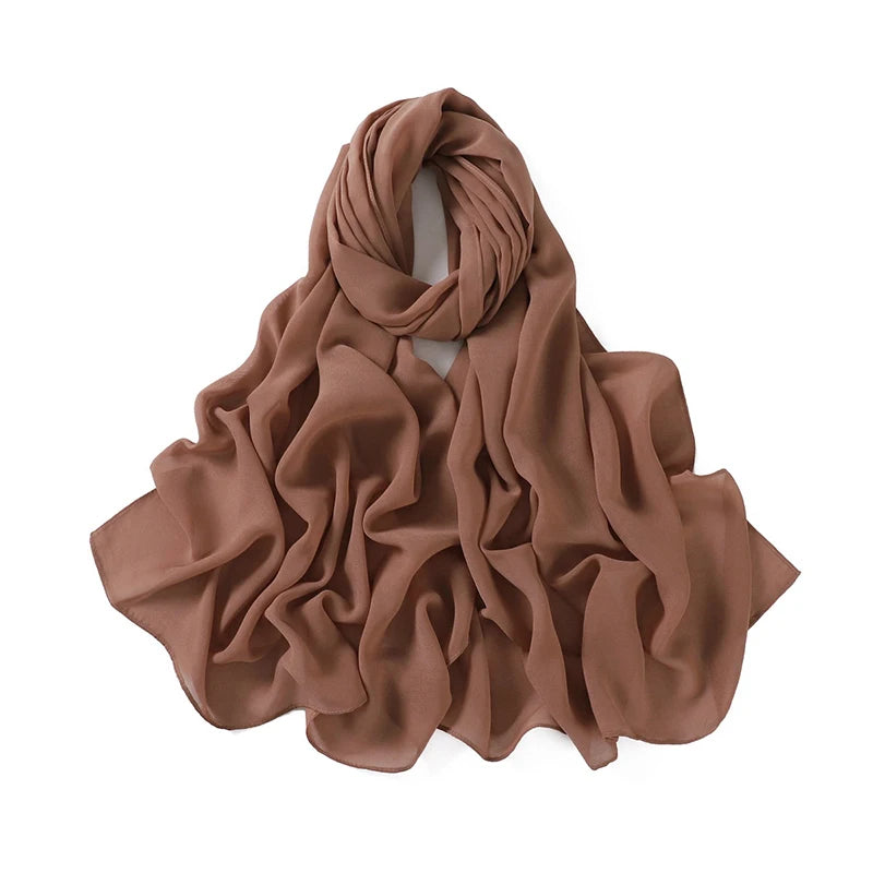 Women Muslim Chiffon Hijab Shawls Scarf Modal Cotton Jersey Hijabs Plain Soft For Woman Muslim Voile Head Wraps 70*180cm Islamic