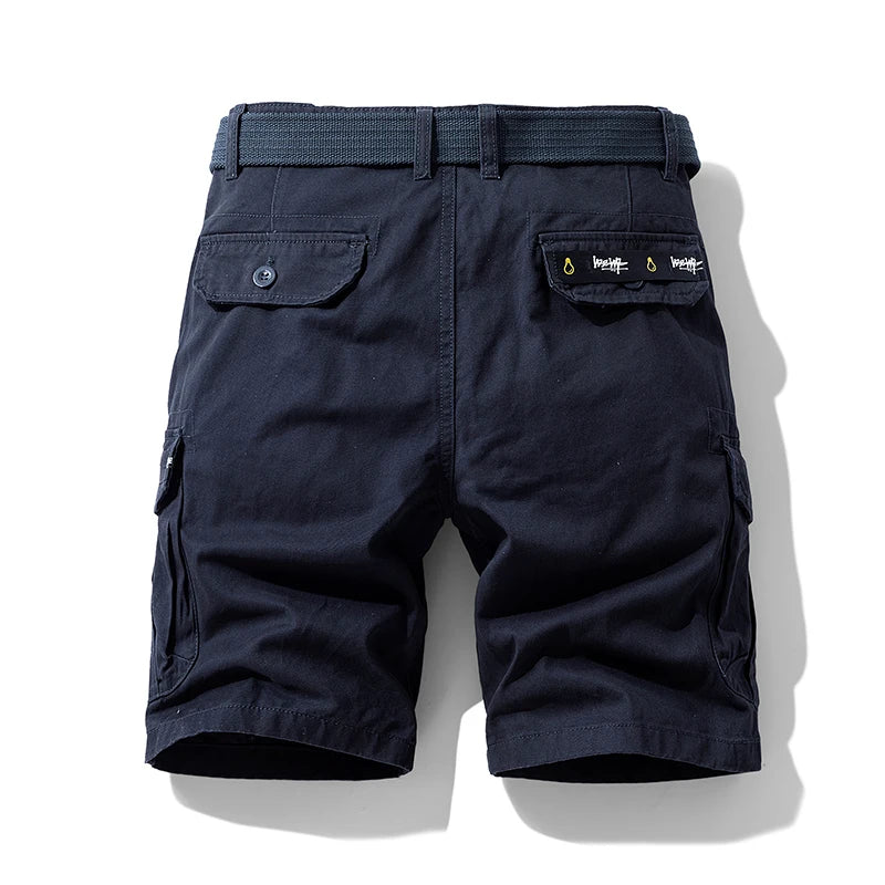 Summer sports shorts men's multi pocket oversized loose casual pants pure cotton wear-resistant knee length workwear shorts