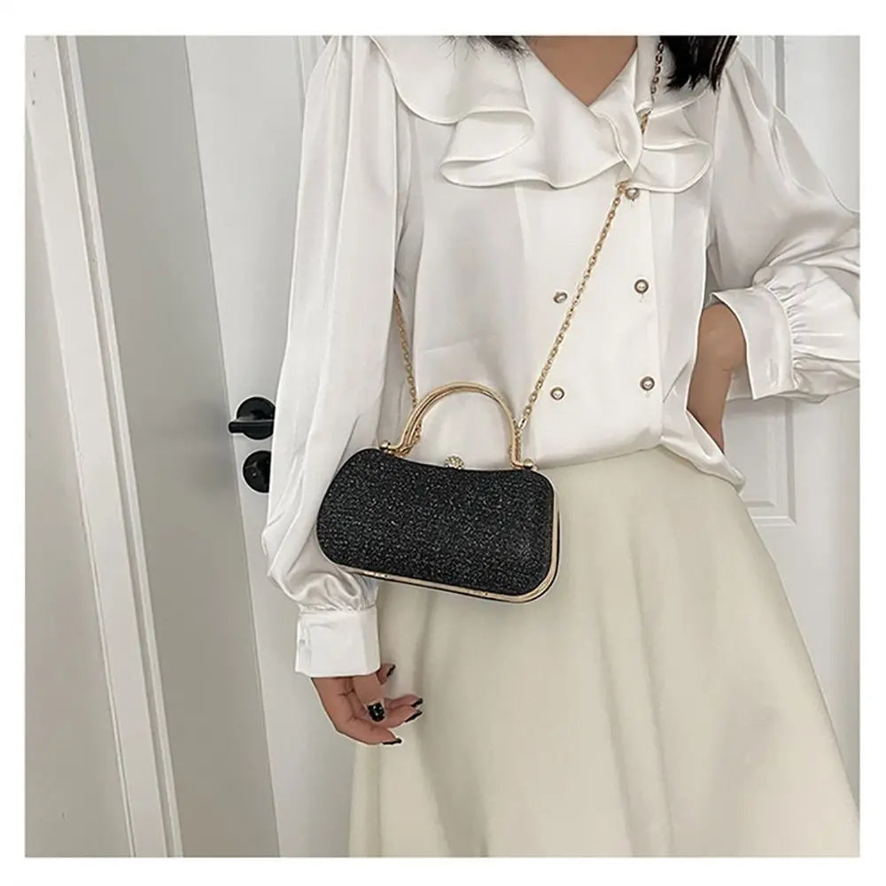 Wedding Bridal Beaded Women Evening Bag Dinner Bag Chain Shoulder Handbags Elegant Rhinestones Clutch Egg Shape Evening Bag