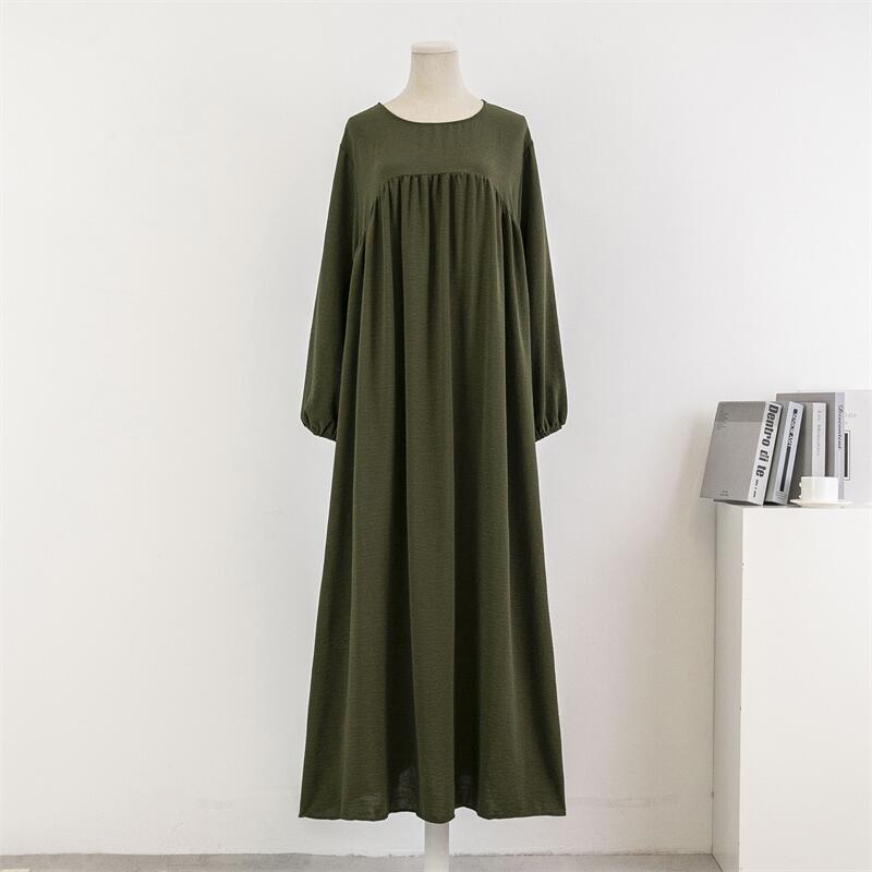 Women Loose Maxi Dresses Muslim Dress Spring Autumn Female Full Sleeve Casual Solid Pockets Robe Long Dresses Mujer Vestidoes