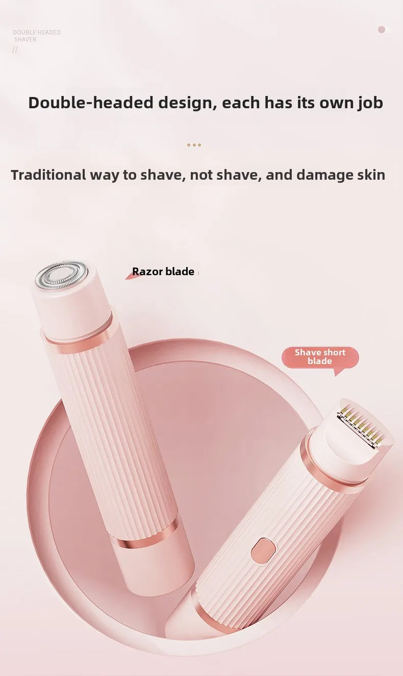 Electric Shaver for Women Waterproof Wet & Dry Hair Razors 2 in 1 Double Head Dual Bikini Hair Trimmer Detachable Head Shaver