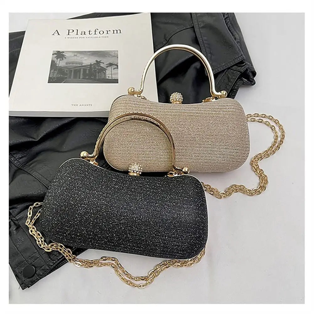 Wedding Bridal Beaded Women Evening Bag Dinner Bag Chain Shoulder Handbags Elegant Rhinestones Clutch Egg Shape Evening Bag