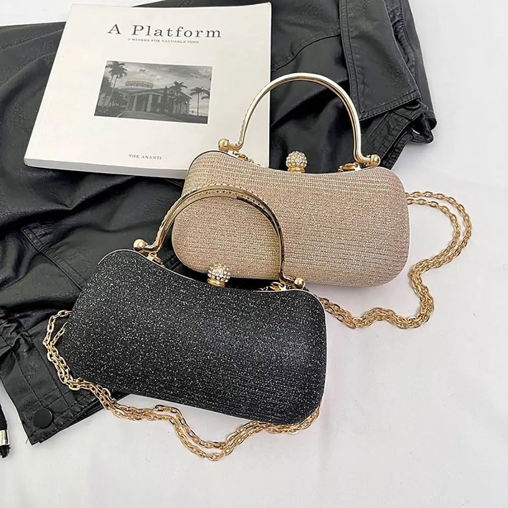 Wedding Bridal Beaded Women Evening Bag Dinner Bag Chain Shoulder Handbags Elegant Rhinestones Clutch Egg Shape Evening Bag