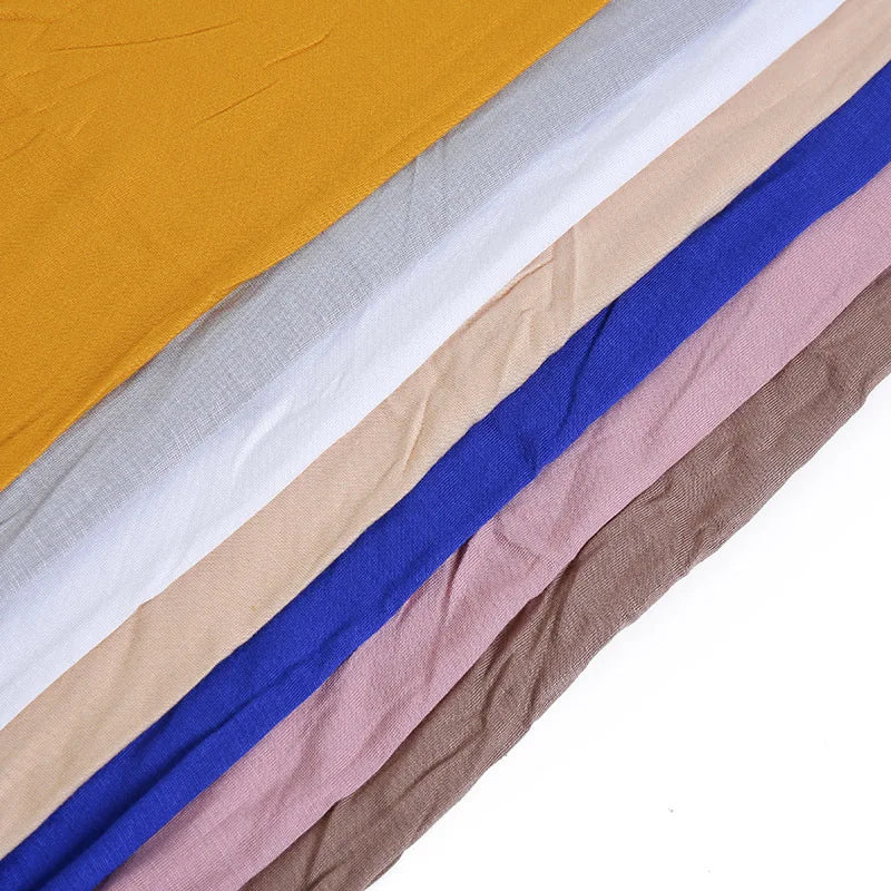 2024 New Muslim Women Jersey Hijab Scarf Solid Color Head Wrap Fashion Headscarf Turban Islam Veil Flexible Premium Modal