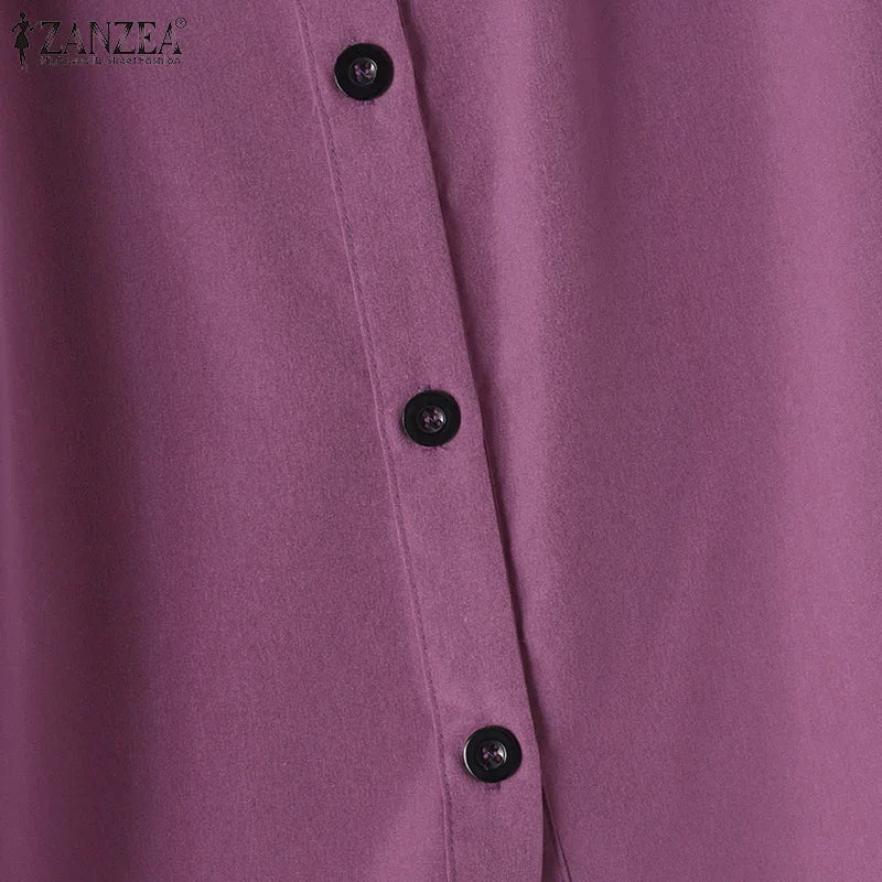 Fashion Abaya Muslim Blouse Woman Casual Holiday Baggy Shirt Long Sleeve O-Neck Tops Elegant Solid Islamic Clothing 2024