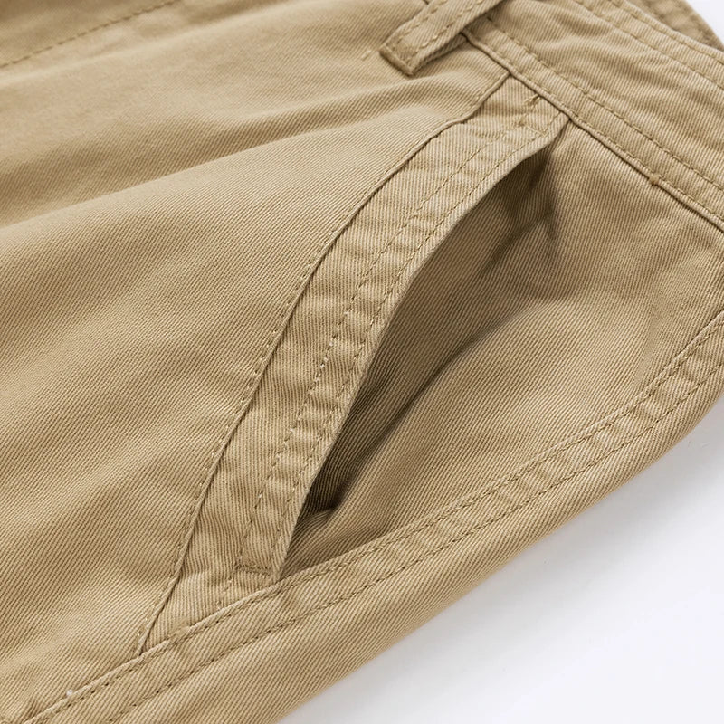 Summer sports shorts men's multi pocket oversized loose casual pants pure cotton wear-resistant knee length workwear shorts